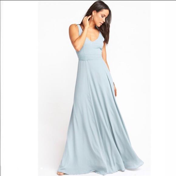 Show Me Your MuMu NWT Jenn Maxi Silver Sage Crisp Dress XS - Picture 1 of 10